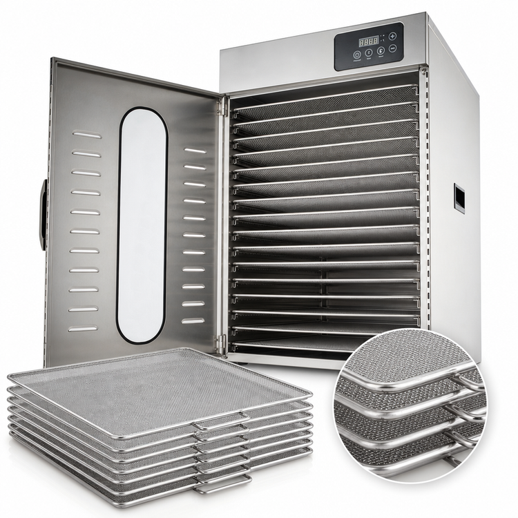 Product image #5 for Omcan 16-Tray Single Zone Stainless Steel Commercial Food Dehydrator with Digital Touchscreen Control