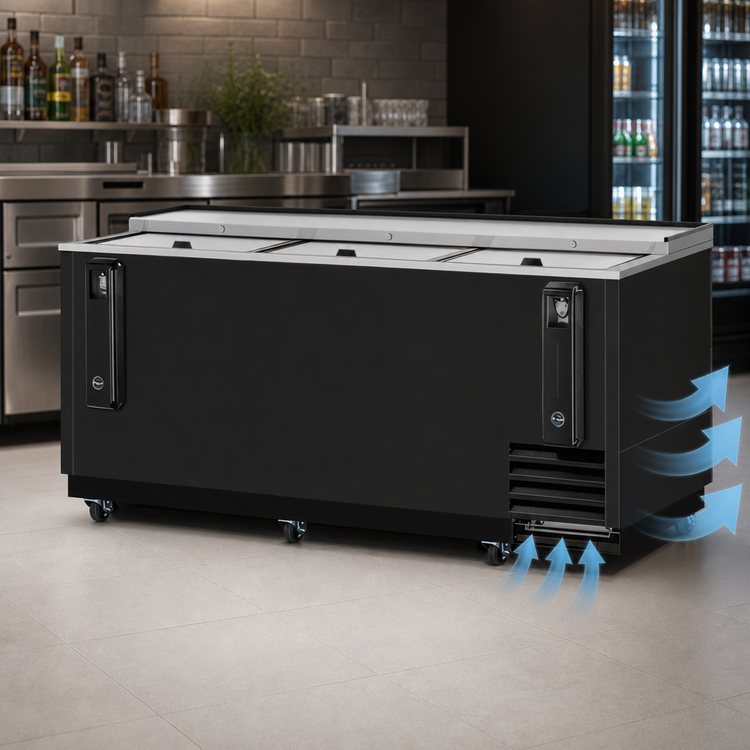 Product image #4 for Turbo Air Super Deluxe Self-Contained Bottle Cooler, 80-1/2-Inch Wide, 22.6 Cu. Ft., Sliding Lids