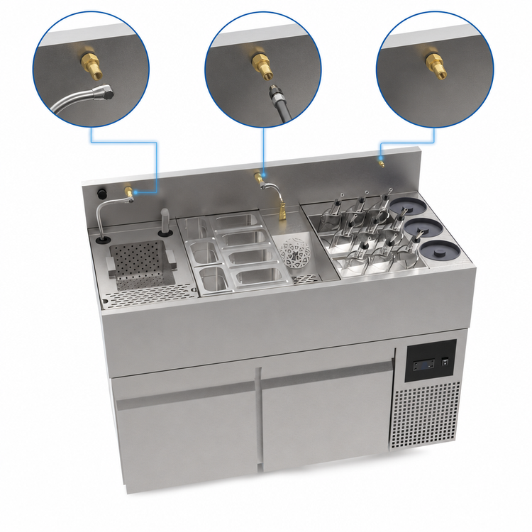 Product image #4 for Krowne MoveWell 48-Inch Adaptive Underbar Beverage Station with Ultra-Low Profile Refrigerated Base and Essential Inserts Bundle