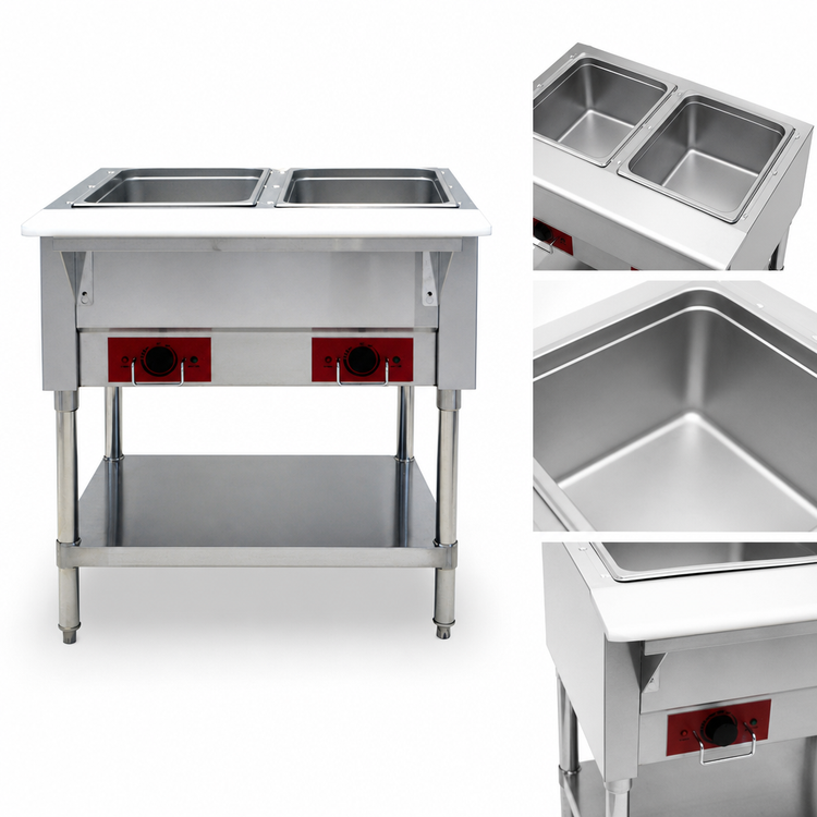 Product image #4 for CookRite Electric Steam Table with 2 Open Pan Wells, 30 Inch, Dry or Wet Heat