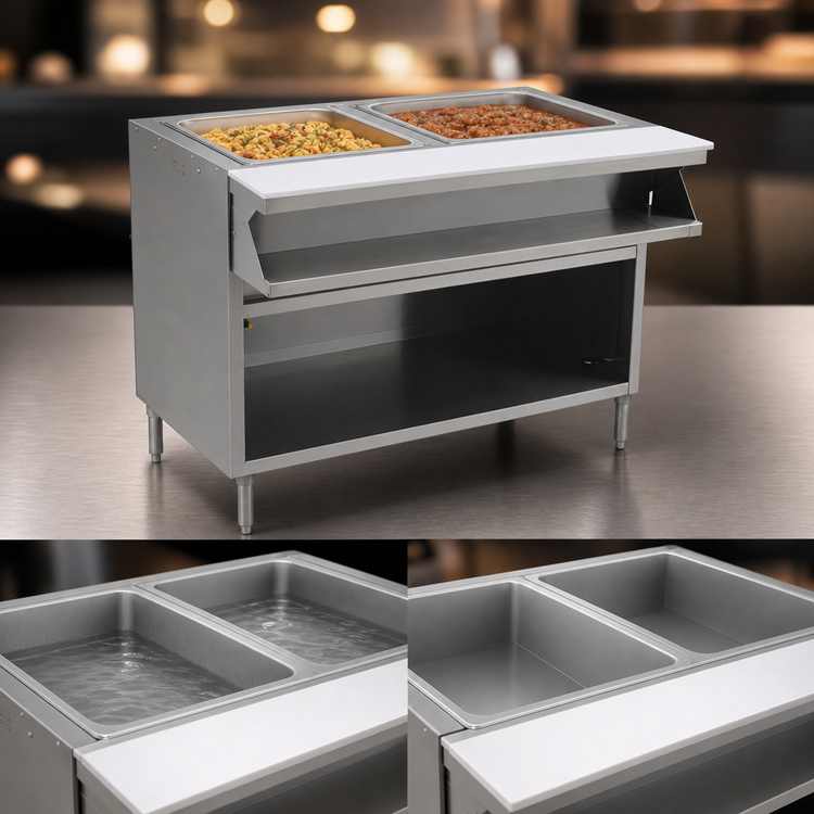 Product image #4 for Spec-Master Sealed Well Electric Hot Food Table with Open Front Base, 2 Wells, 208V