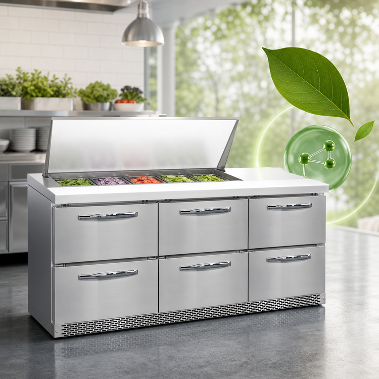 Product image #4 for Continental Refrigerator D72N18M-FB-D Designer Line 72" Mighty Top Front Breather Refrigerated Sandwich Prep Table with Drawers