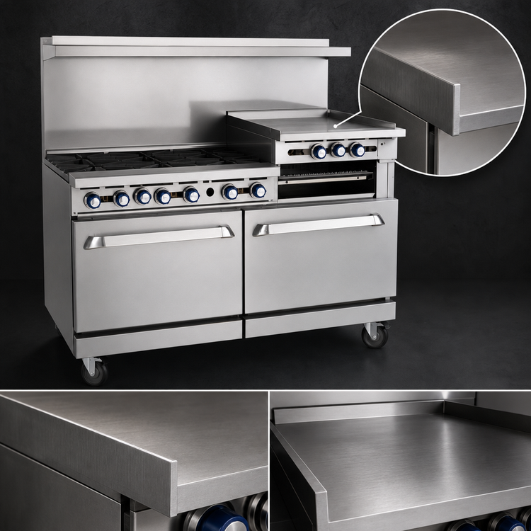 Product image #4 for Imperial Pro Series 60-Inch Gas Restaurant Range with Griddle, Standard Oven, and Open Cabinet Base