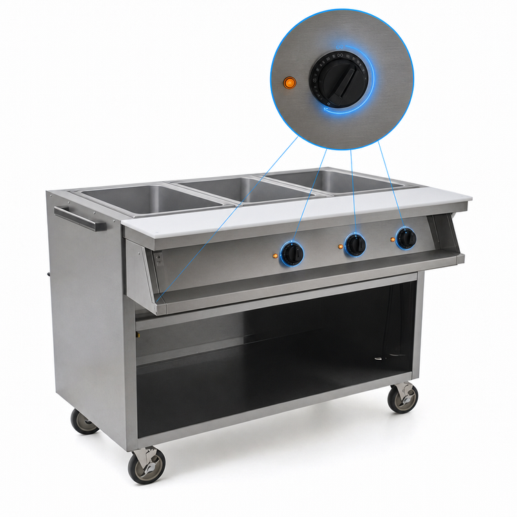 Product image #4 for Spec-Master SPHT3CB-208-3 48" 3-Pan Electric Mobile Sealed Well Hot Food Table with AutoFill