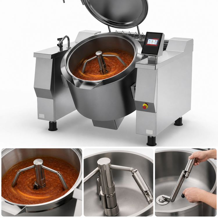 Product image #4 for Cucimix UCBTG082V1 82 Gallon Gas Tilting Skillet Braising Pan with Mixer