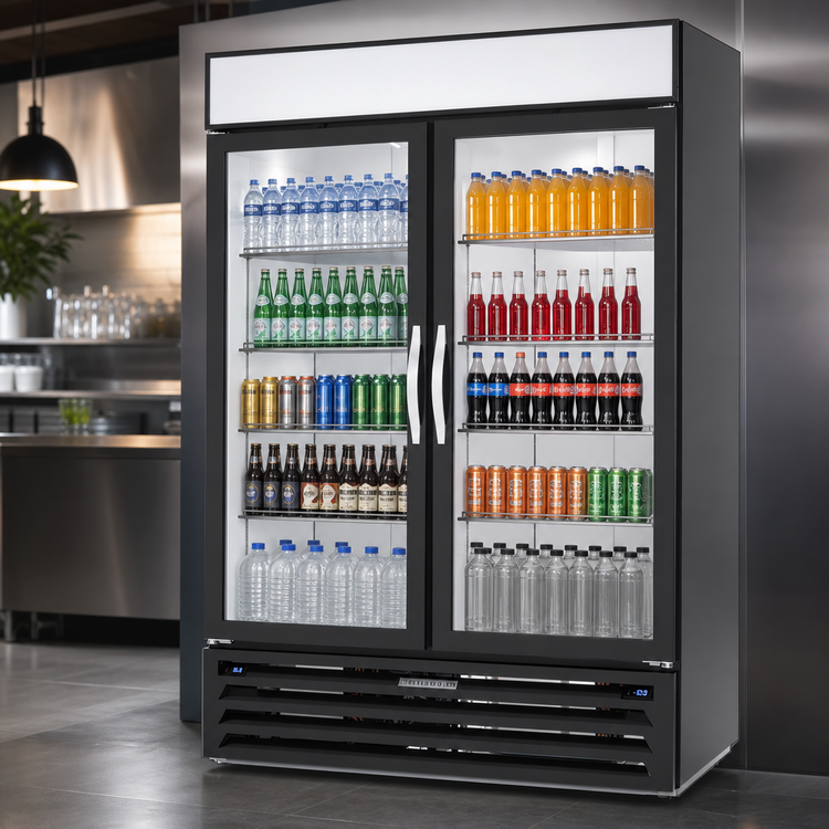 Product image #5 for Beverage-Air MarketMax Dual-Temp 2-Section Reach-In Glass Door Refrigerator/Freezer Merchandiser, 52 Inch, Bottom Mount