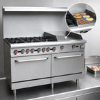 Thumbnail image #4 for Serv-Ware SGR-6B-24G 60-Inch Natural Gas Range with 6 Open Burners, 24-Inch Griddle, and 2 Standard Ovens