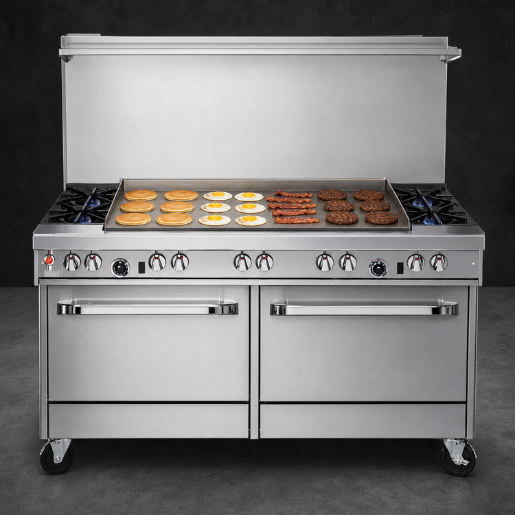 Product image #4 for Southbend Ultimate 60-Inch Gas Restaurant Range with 2 Open Burners, 48-Inch Griddle, and 2 Cabinets