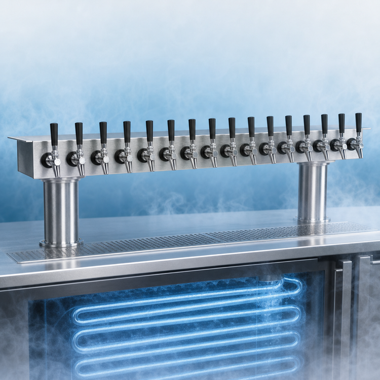 Product image #4 for Krowne 36-Inch Undercounter 16-Faucet Glycol-Cooled Beer Tower, Brushed Stainless Steel