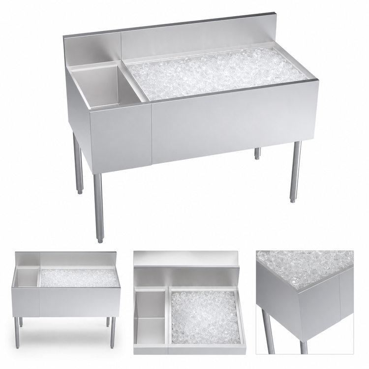 Product image #4 for Krowne Royal Series Underbar Multi-Station Ice Bin with Bottle Well and 10-Circuit Cold Plate
