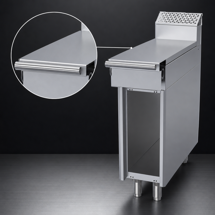 Product image #4 for Garland Cuisine 12-Inch Heavy-Duty Stainless Steel Spreader Cabinet with Open Base and 7-Inch Backguard