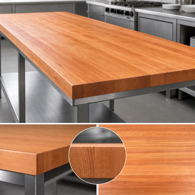 Product image #4 for John Boos Boos Block American Cherry Edge Grain Kitchen Countertop, 108 x 38 x 2-1/4 Inch, No Backsplash