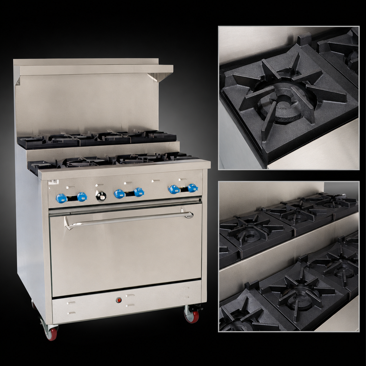 Product image #4 for Comstock-Castle 72-Inch Commercial Gas Step-Up Range with 12 Star Burners and 2 Standard Ovens