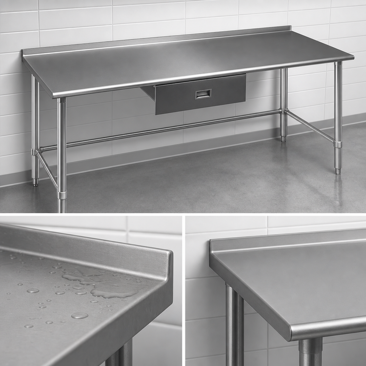 Product image #4 for Eagle Budget Series Stainless Steel Work Table, 144 Inch x 30 Inch, 430 Stainless Steel Top
