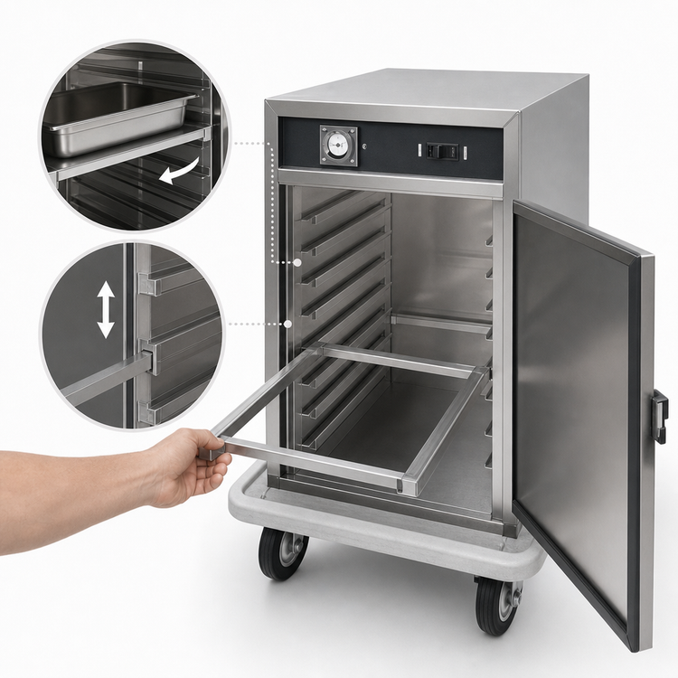 Product image #4 for Carter-Hoffmann ST188 Half-Height Heated Satellite Transport Cart with Adjustable Universal Slides