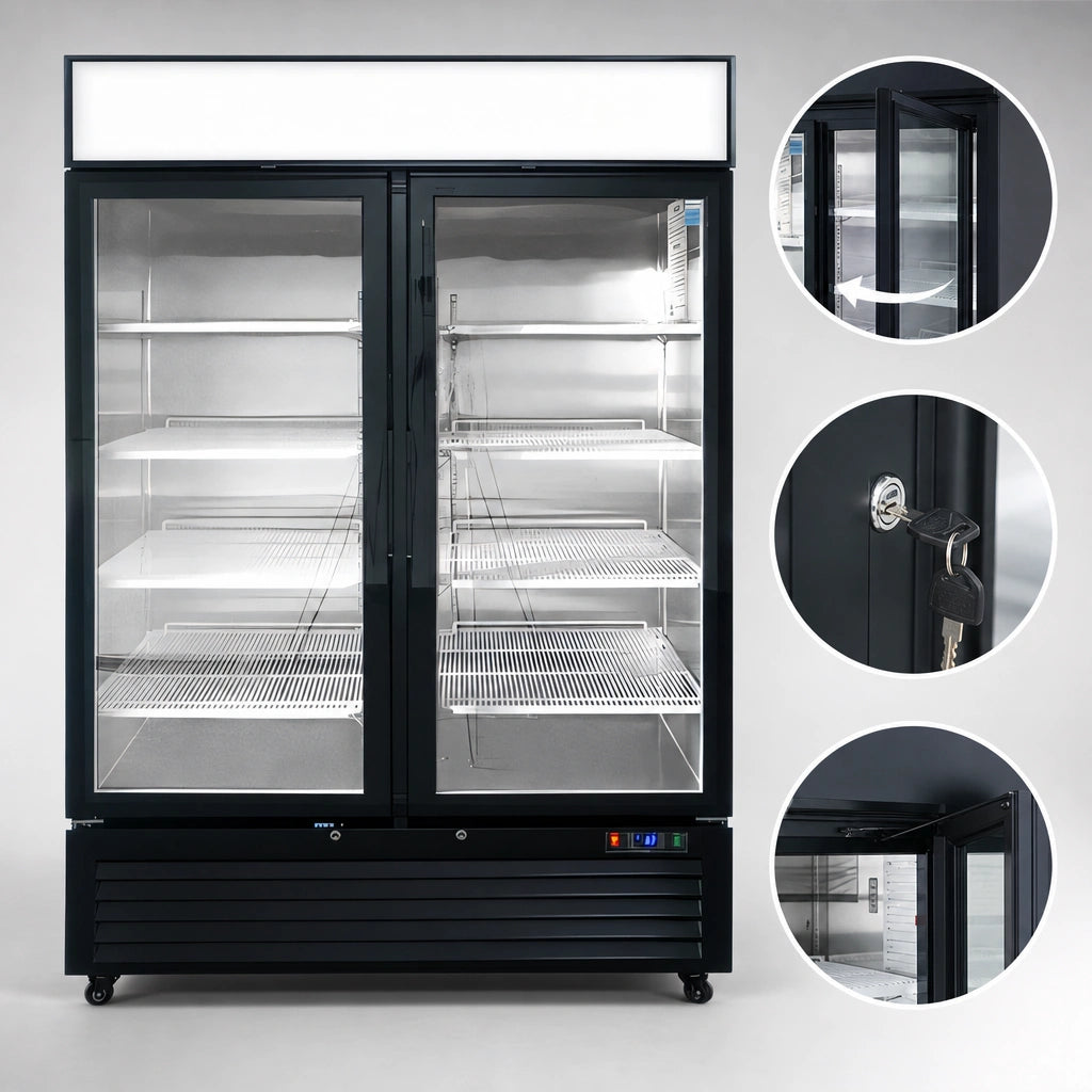 Self-Closing Locking Glass Doors