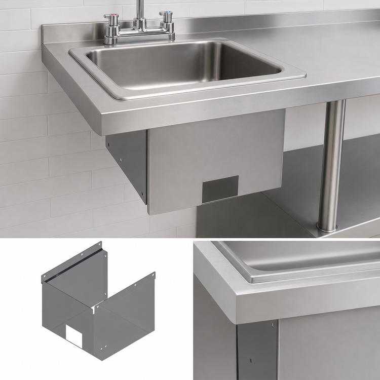Product image #4 for John Boos Stainless Steel Apron for PBHS 9-Inch x 9-Inch Wall Mount Hand Sink, Deck Mount