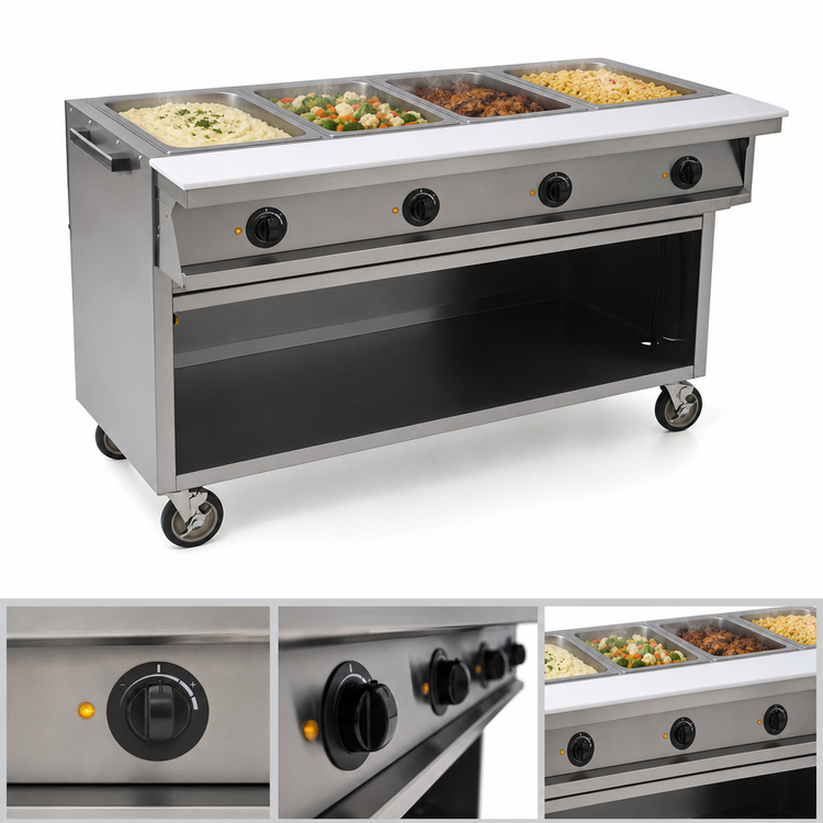 Product image #4 for Spec-Master SPHT4OB-240 4-Well Electric Mobile Sealed Well Hot Food Table with AutoFill
