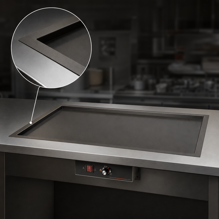 Product image #4 for Hatco Glo-Ray Built-In Rectangular Heated Shelf with Recessed Top, 49.5" x 21", Hardcoat Aluminum Top