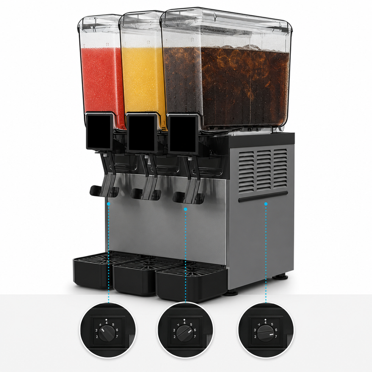 Product image #4 for Vollrath 3-Bowl Countertop Pre-Mix Refrigerated Beverage Dispenser with 2.11 Gallon Bowls