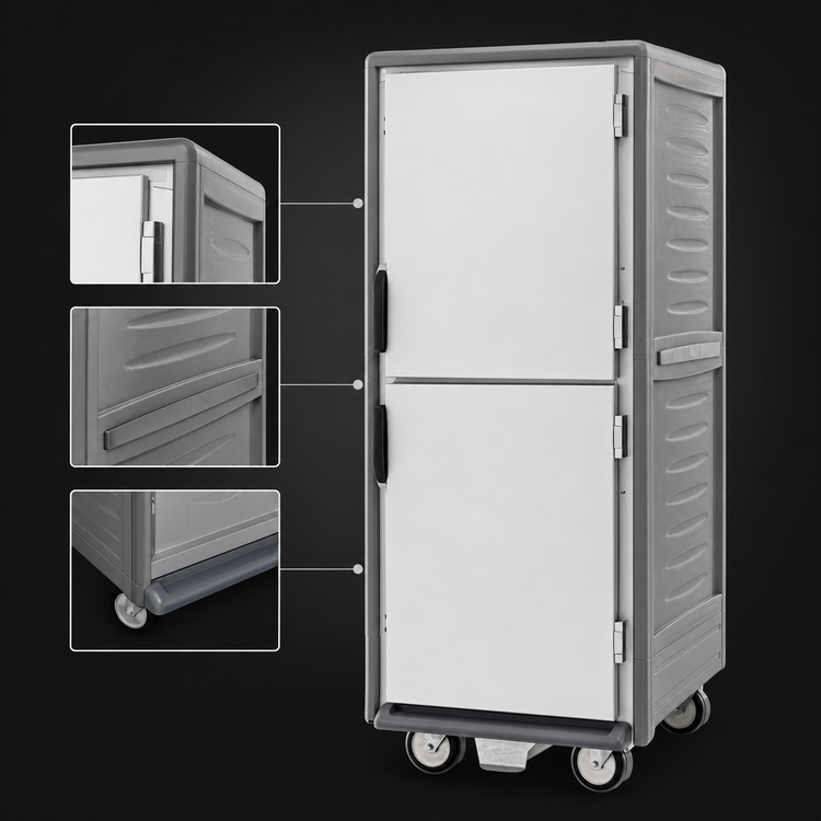 Product image #4 for Metro C5 3 Series Full-Height Mobile Heated Holding Cabinet with Gray Insulation Armour, Dutch Insulated Aluminum Doors, and Fixed Wire Slides