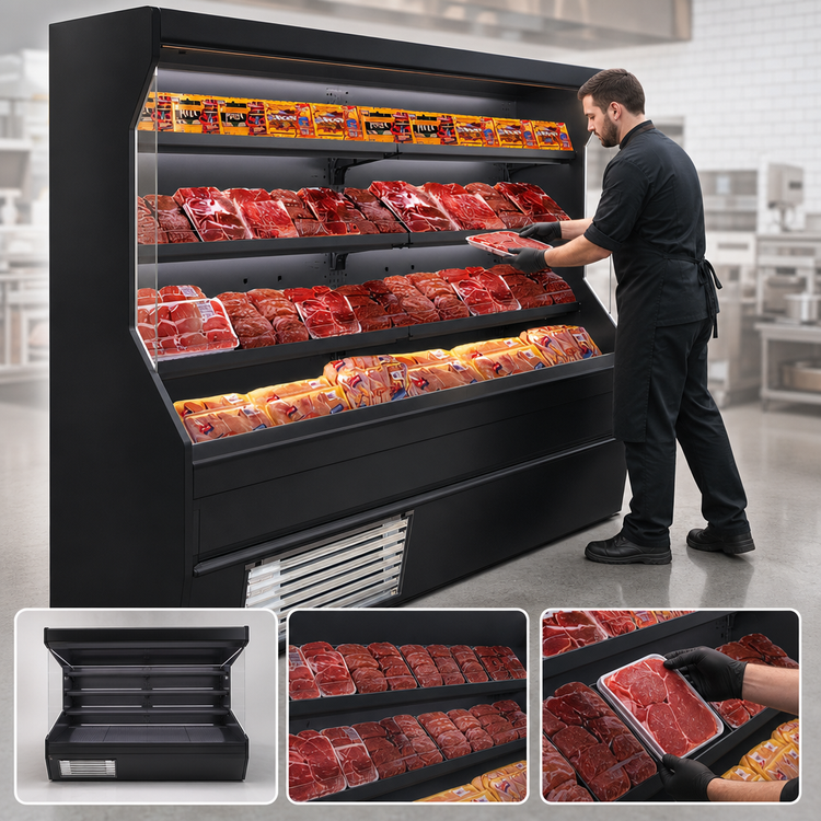 Product image #4 for Howard-McCray 32E Series 122-Inch Remote Meat Open Merchandiser, Black, LED Lighting
