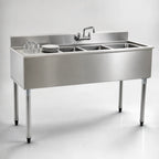 Thumbnail image #4 for Eagle Group 1800 Series B5L-18 60-Inch Three-Compartment Underbar Sink with Left Drainboard, Faucet, and 304 Stainless Steel
