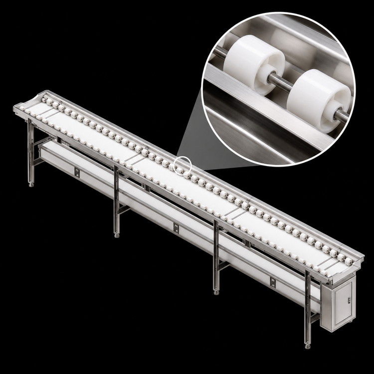 Product image #4 for Dinex DXIESSW12 12 Foot Stainless Steel Skate Wheel Tray Make-Up Conveyor
