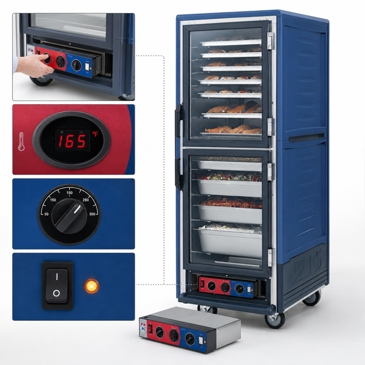 Product image #4 for Metro C5 3 Series Mobile Full-Height Heated Holding Cabinet with Blue Insulation Armour and Dutch Clear Doors