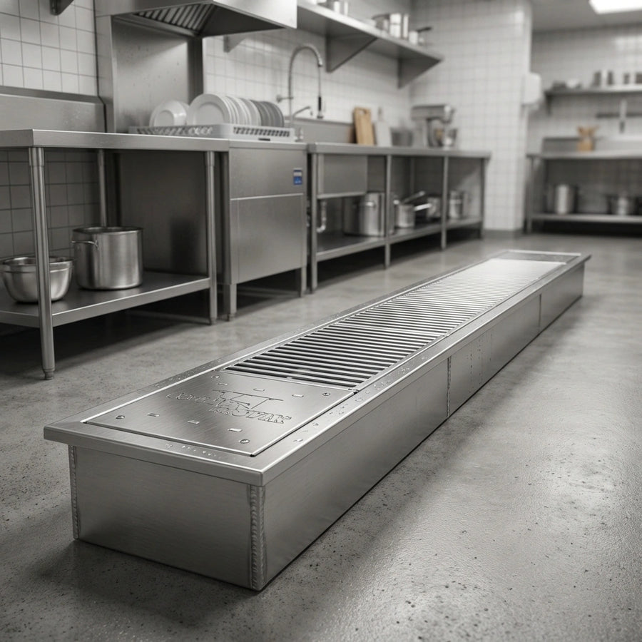 Built for the toughest commercial environments, this anti-splash cool trough features exceptional 14/304 stainless steel construction for lasting durability and corrosion resistance.