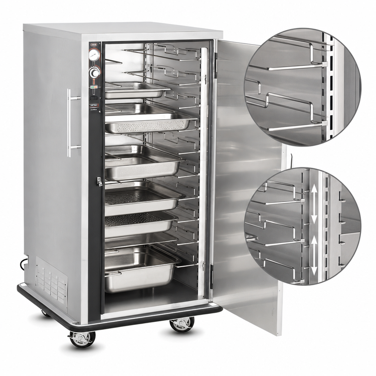 Product image #4 for FWE UHS-10 Mobile Humidified Heated Holding Cabinet, 10 Universal Tray Slides