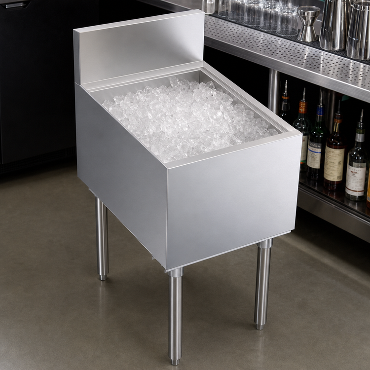 Product image #4 for Krowne Royal Series 18-Inch Wide x 24-Inch Deep Stainless Steel Underbar Ice Bin/Cocktail Unit, 69 lb Capacity