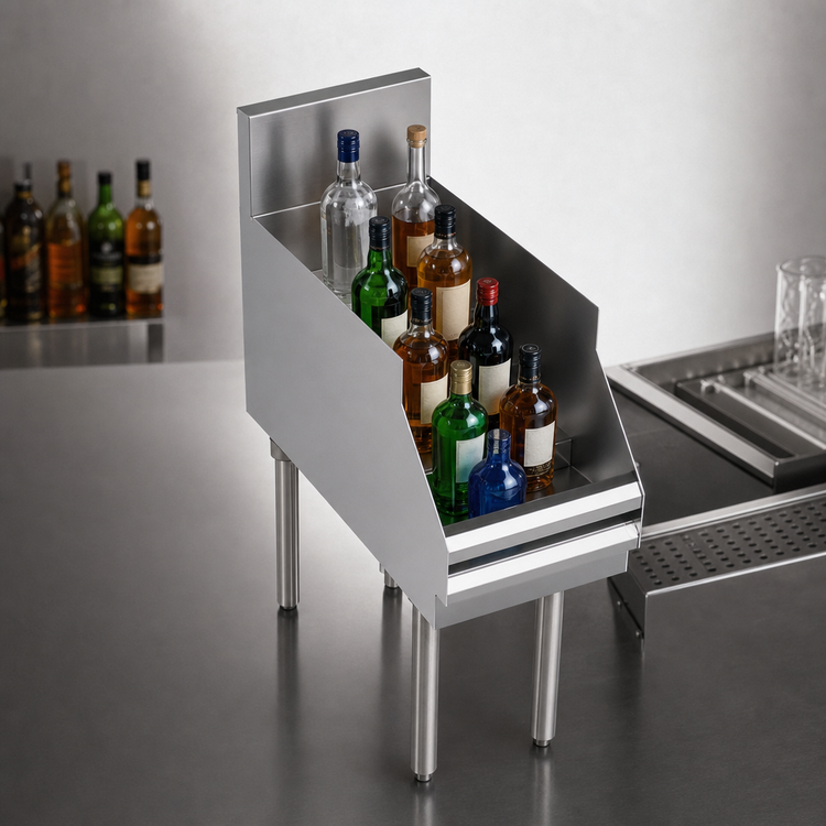Product image #4 for Krowne Royal Series Freestanding Stainless Steel Underbar Liquor Bottle Display Unit, 12 x 24 Inches, 12-Bottle Capacity