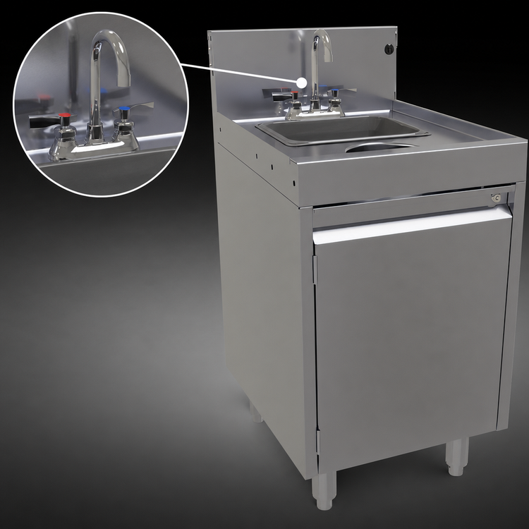 Product image #4 for Glastender 18-Inch Wide Underbar Wet Waste Sink Cabinet Base with Lockable Door and Dry Waste Chute