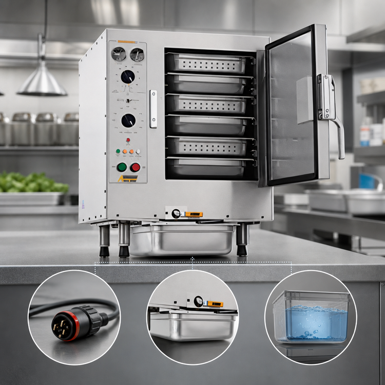 Product image #4 for AccuTemp Steam'N'Hold S6 Countertop Connectionless Electric Vacuum Steamer, 6-Pan, 480V/3-Phase
