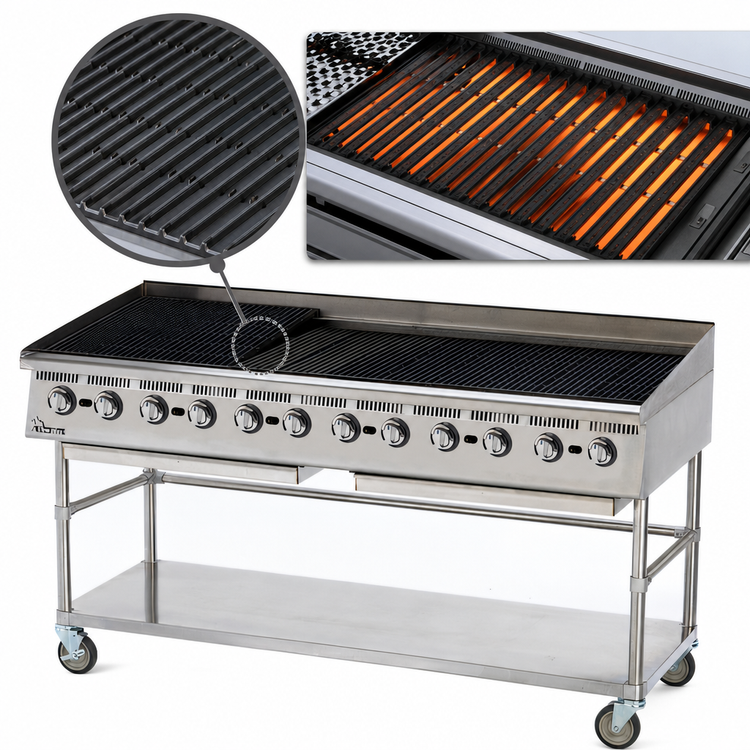Product image #4 for Ultra-Max 72-Inch Radiant Natural Gas Charbroiler, 12 Manual Controls, 240,000 BTU