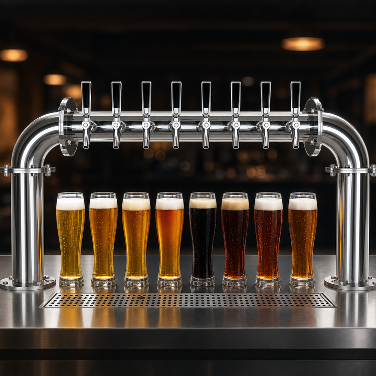 Product image #4 for Biergarten U-Shaped Countertop Glycol-Cooled 8-Faucet Draft Beer Tower
