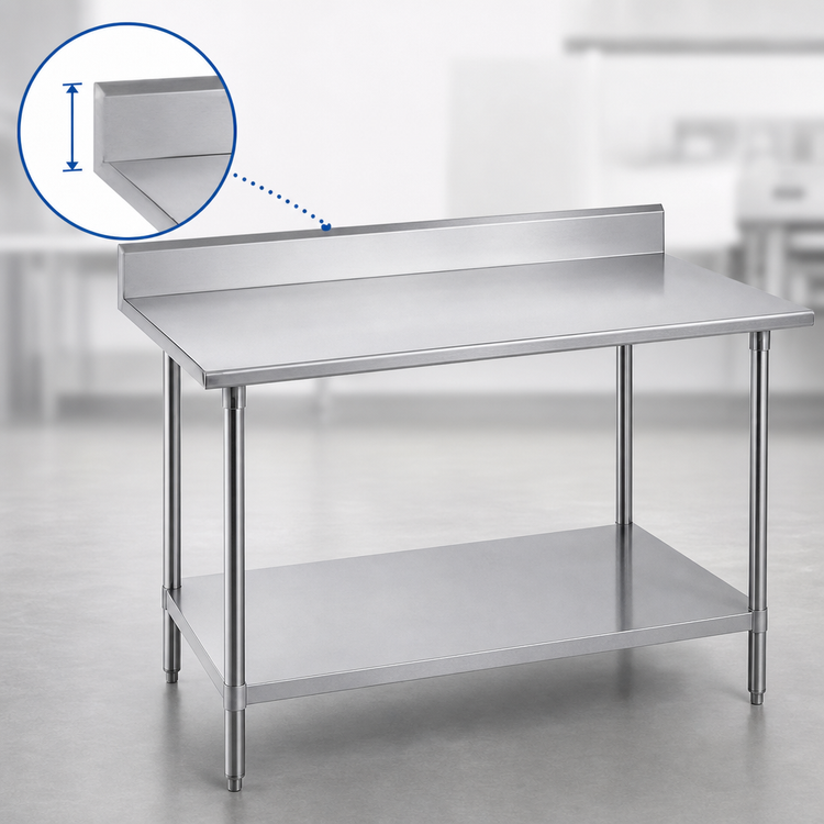 Product image #4 for Advance Tabco 108-Inch x 24-Inch Stainless Steel Work Table with 5-Inch Backsplash and Adjustable Undershelf