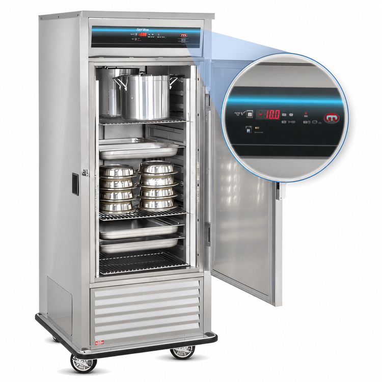 Product image #4 for Mobile GN Freezer with Stainless Steel Construction, 1 Solid Door, 3 Adjustable Shelves, and Bottom-Mounted Compressor