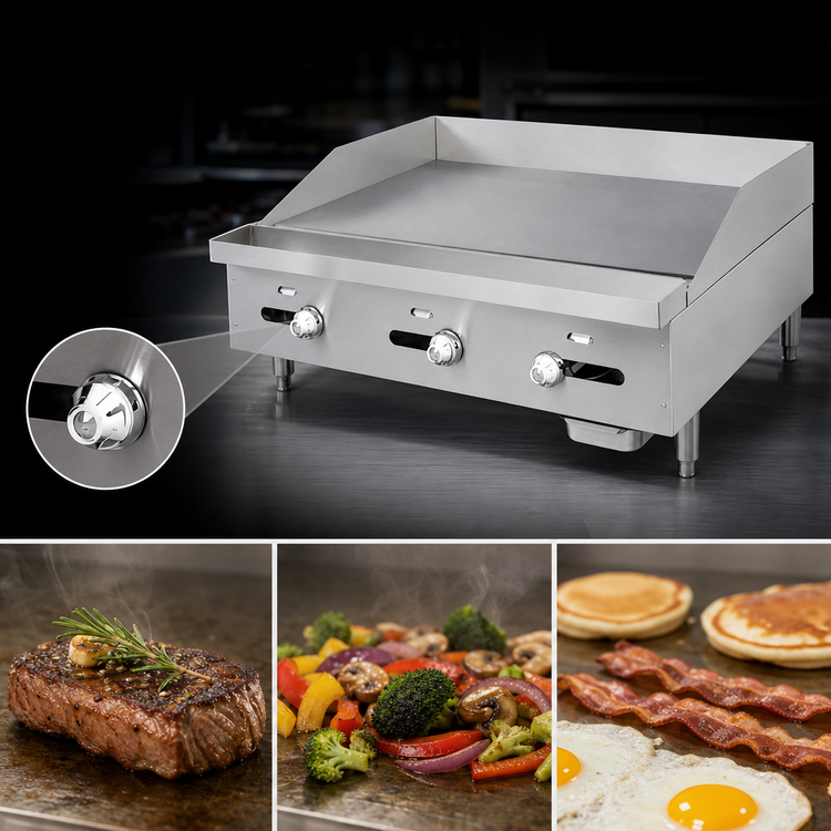 Product image #4 for Castle Series 30-Inch Countertop Gas Griddle with 1-Inch Polished Steel Plate and Thermostat Controls