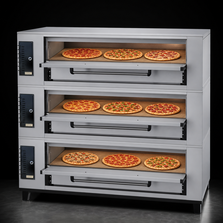 Product image #4 for Marsal SD-448 Triple Gas Pizza Deck Oven, 3-Deck, 36 x 48 Inch Brick Baking Chambers
