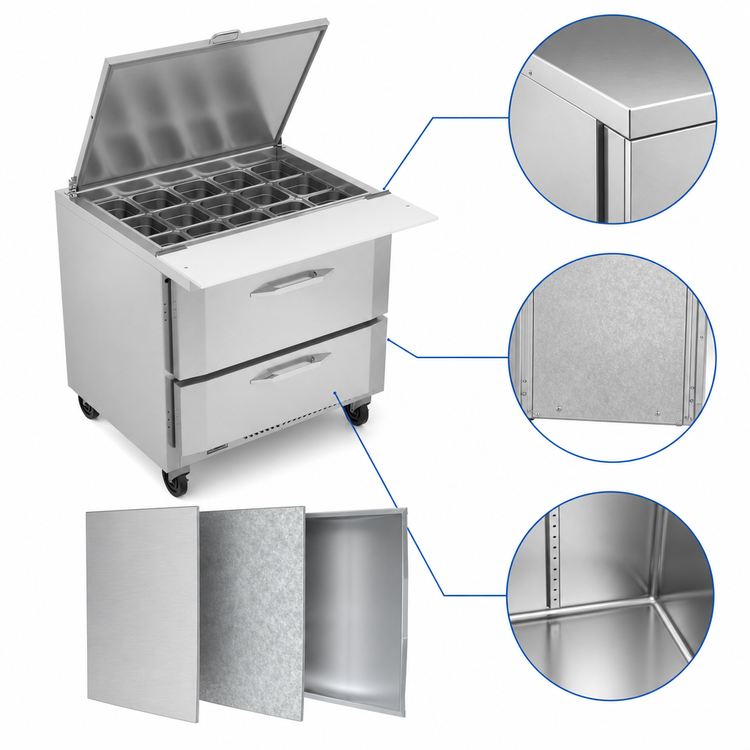 Product image #5 for Victory UltraSpec VSPD36HC-15B-2 One-Section 36" Refrigerated Sandwich Prep Table with Drawers