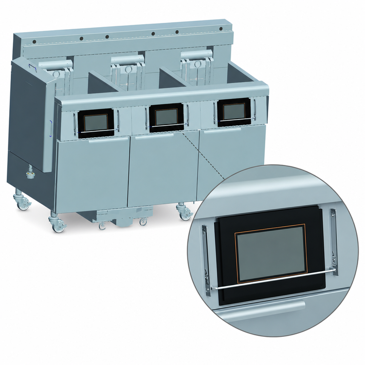 Product image #4 for Frymaster/Dean FilterQuick Oil Conserving Dual Electric Fryer Battery with Built-In Automatic Filtration, 2 x 60 lb Tanks