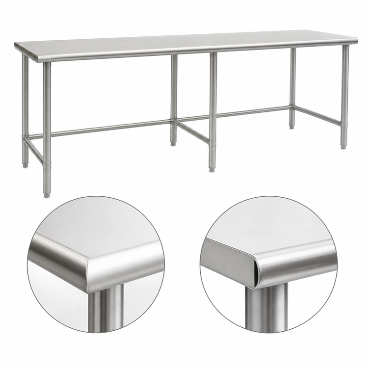 Product image #4 for Eagle Group Deluxe Series Stainless Steel Work Table, 144 x 24 Inches, Flat Top, Tubular Base