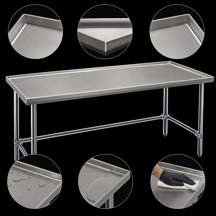 Product image #4 for Eagle Spec-Master Marine Series 144-Inch x 36-Inch 14-Gauge Stainless Steel Work Table with Marine Edge
