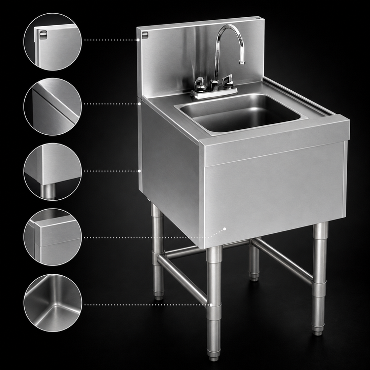 Product image #4 for Eagle Group Spec-Bar 1-Compartment Freestanding Wet Waste Sink with Deck-Mount Gooseneck Faucet, 12 x 19 Inch