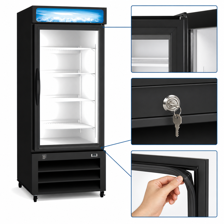 Product image #4 for Kelvinator Commercial 26 Cu. Ft. One-Section Reach-In Glass Door Refrigerated Merchandiser, Right-Hinged, Bottom-Mount, 115V
