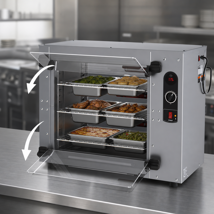 Product image #5 for Metro HotBlox Xpress S6 Pass-Thru Countertop Hot Food Holding Cabinet with Basic Controls and Clear Flip Doors