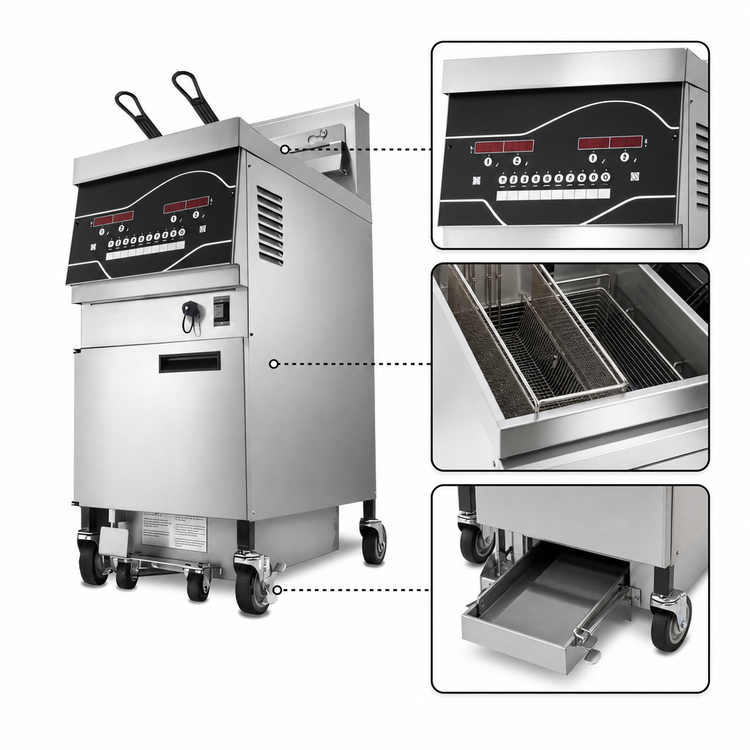 Product image #4 for Henny Penny Evolution Elite Gas Open Fryer, 1-Well, 30 lb. Low-Oil Vat, Built-In Filtration