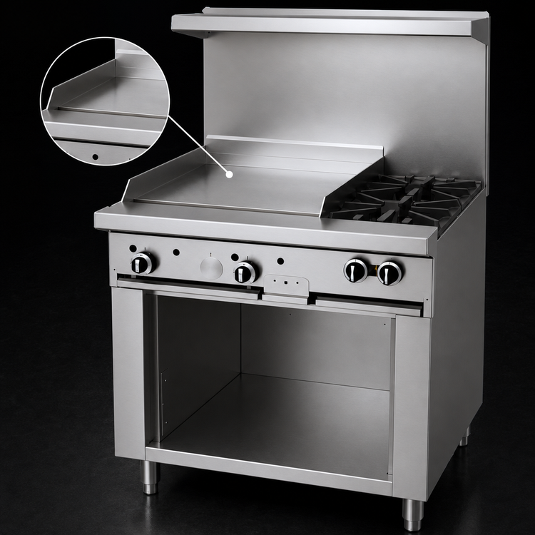 Product image #4 for Garland G Starfire Pro 36-Inch Gas Restaurant Range with 2 Open Burners, 24-Inch Griddle, and Storage Base